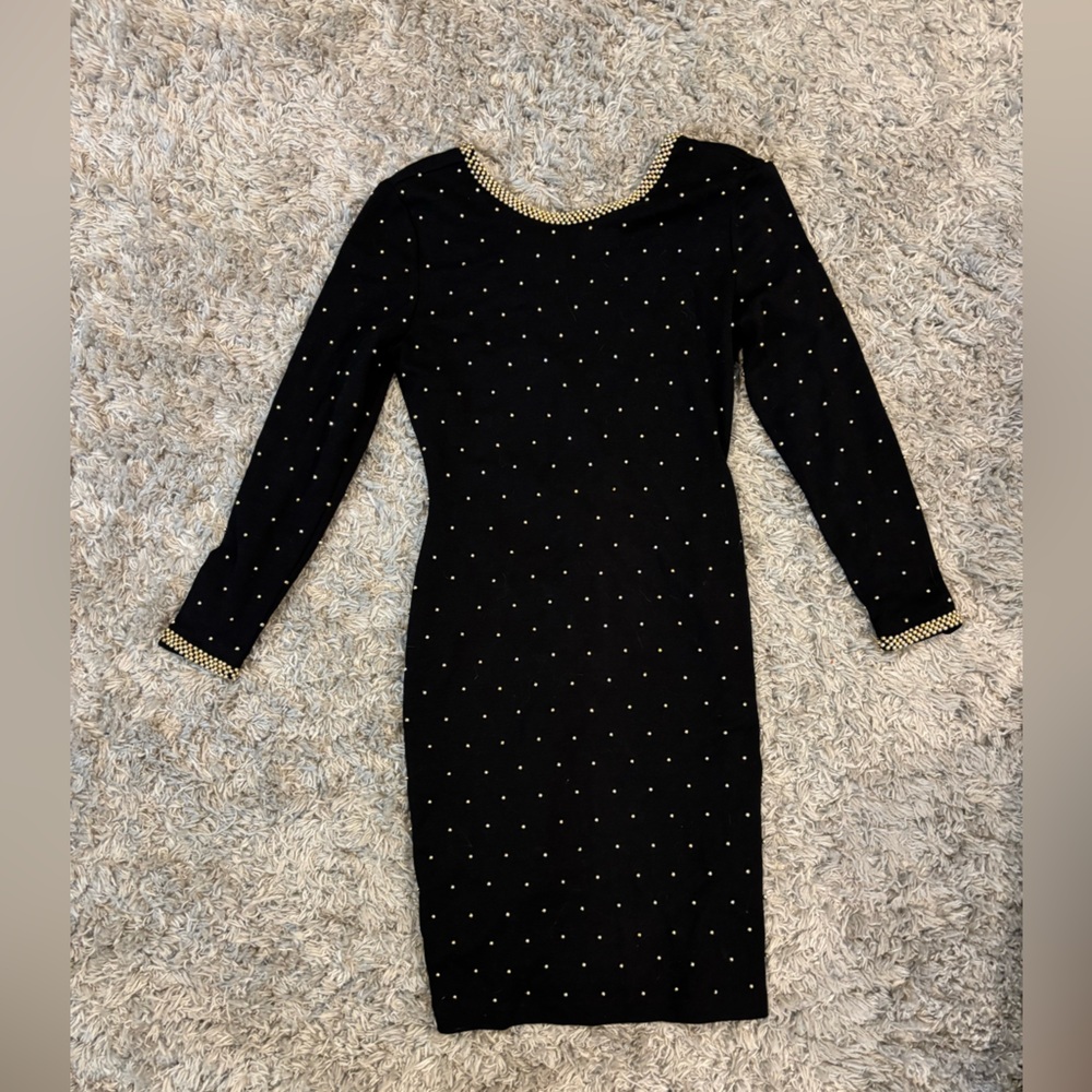 Black Et Al Long sleeved beaded party dress
